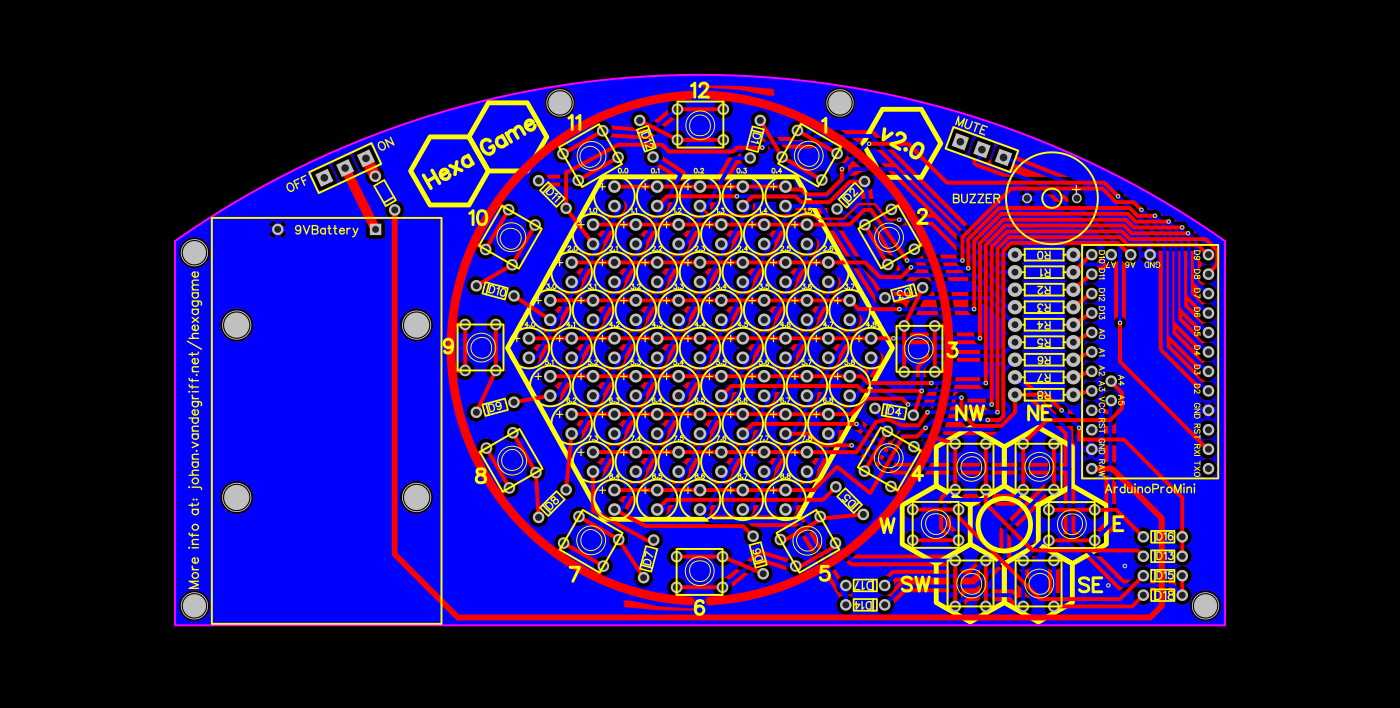 HexaGame 2.0 Printed Circuit Board
